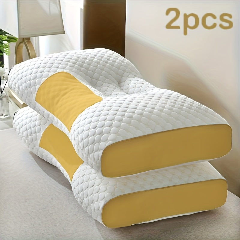 Purchase One And Receive Another at No Cost, Two Soft Woven Neck Massage Pillows for Couples - Featuring Adjustable Ergonomic, High-Quality Pillow Core, And a Removable Pillowcase for Enhanced Sleeping Comfort.